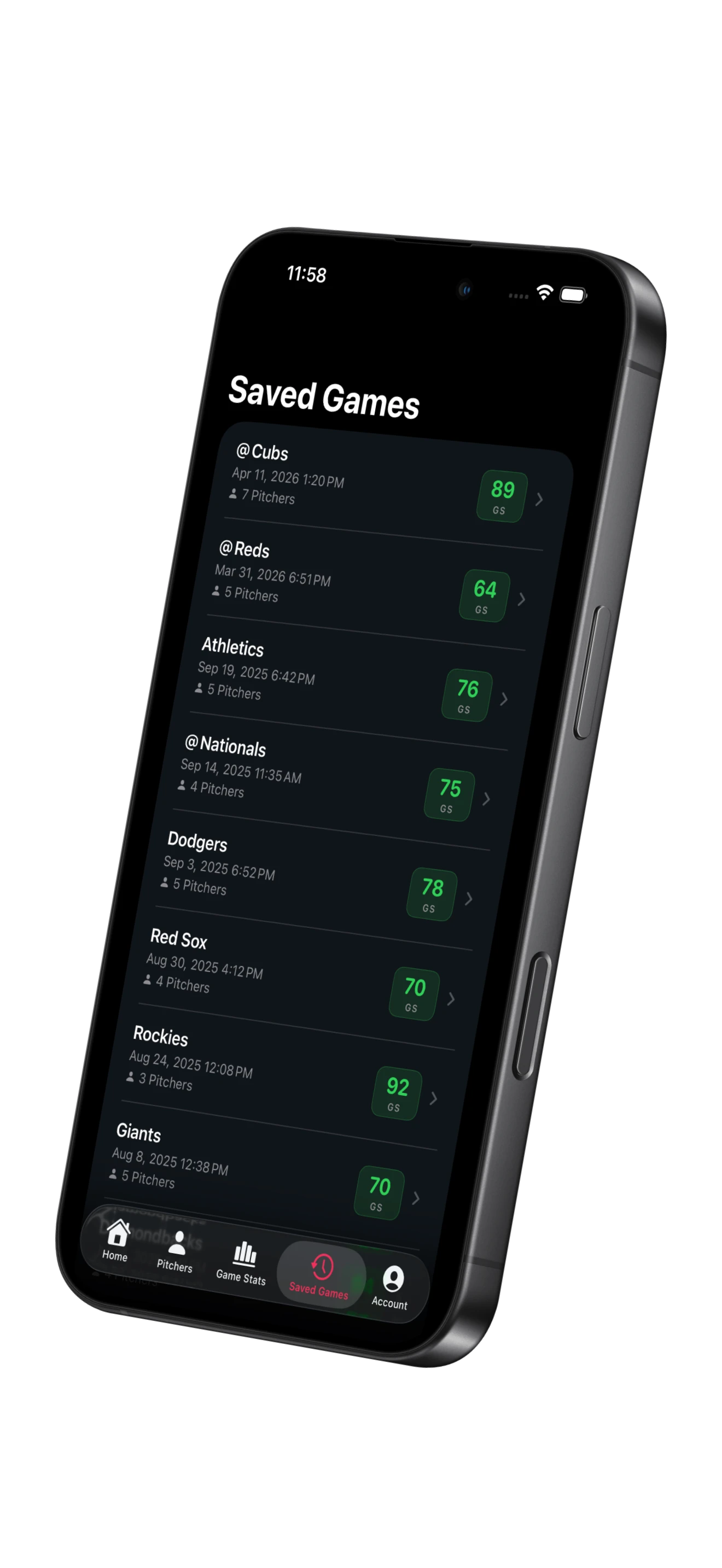 Seam saved games list