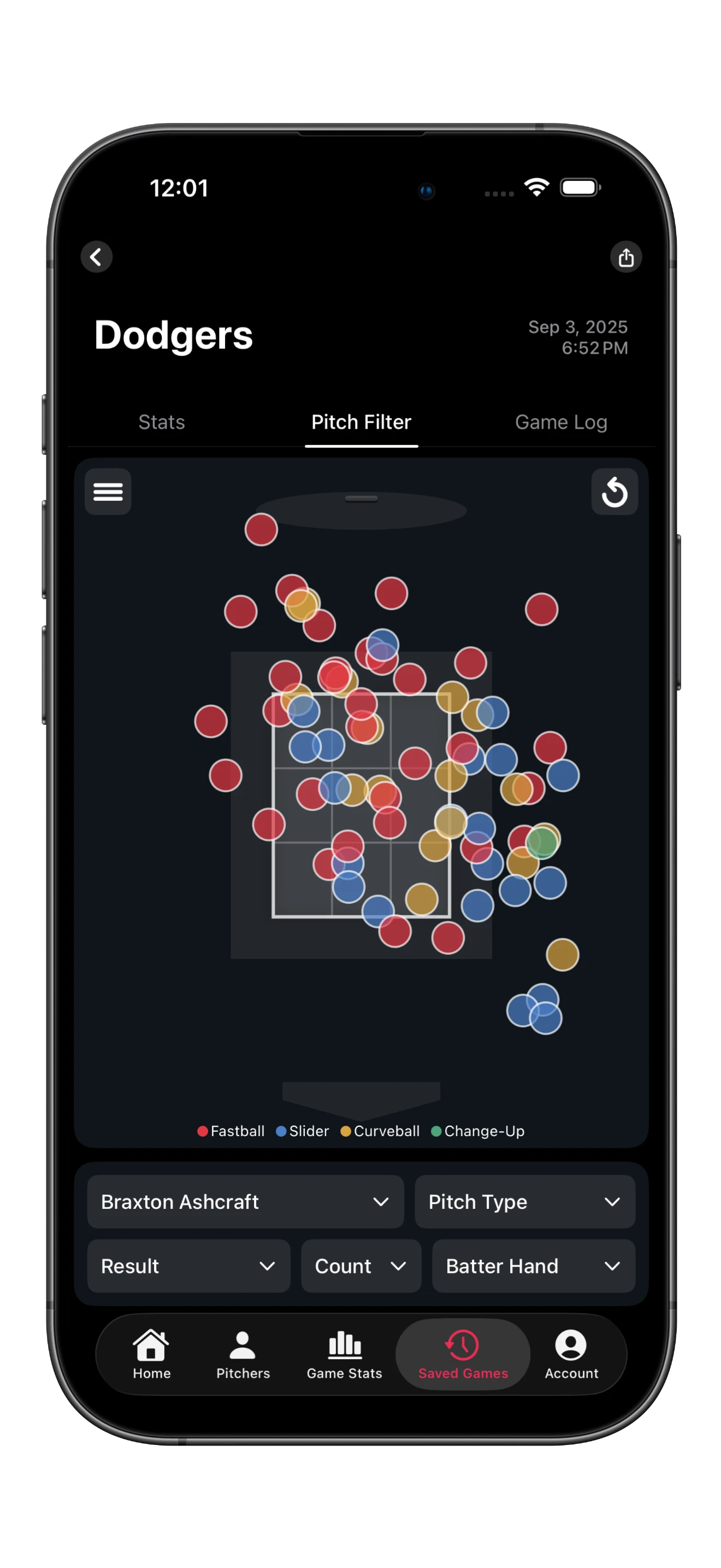 Seam pitch-location map with filters